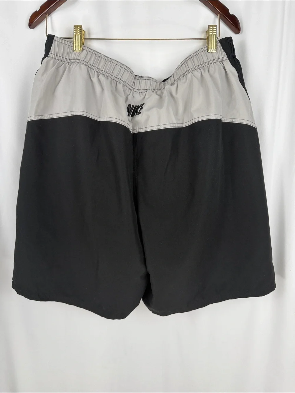 Nike Men’s XL Y2K Swim Trunks Black Gray Mesh Lined Swoosh